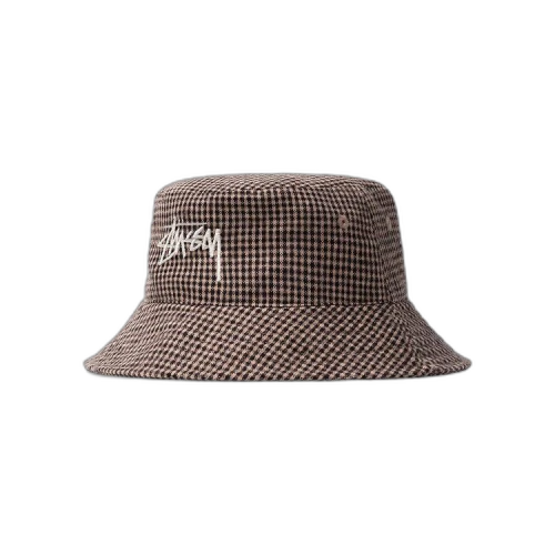 Stussy Wool Check Big Stock Bucket 'Brown'