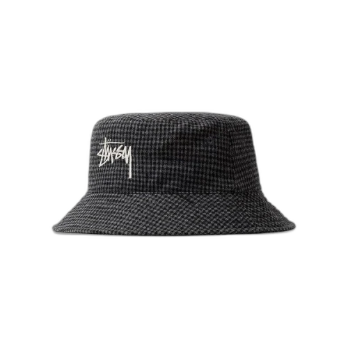 Stussy Wool Check Big Stock Bucket 'Charcoal'