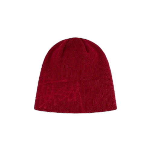 Stussy Debossed Stock Logo Skullcap Beanie 'Deep Red'