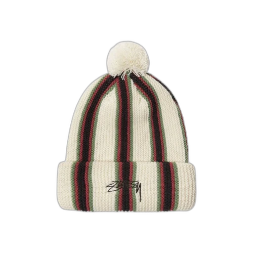 Stussy Striped Pom Beanie 'Ecru'