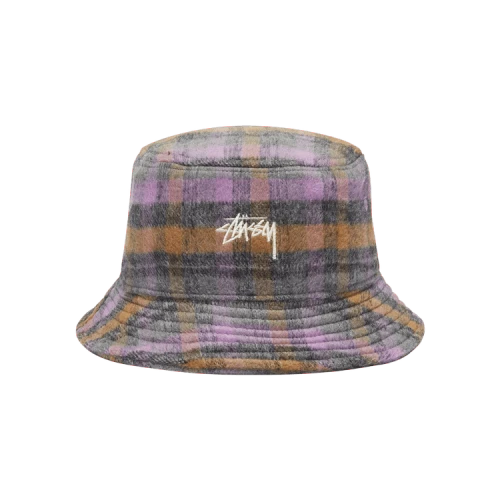 Stussy Brushed Plaid Bucket Hat 'Purple'