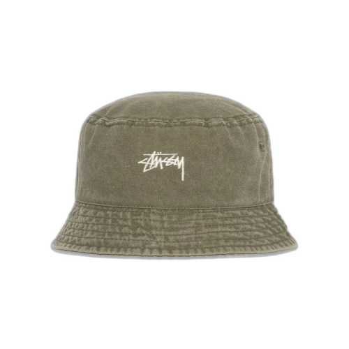 Stussy Washed Stock Bucket Hat 'Olive'
