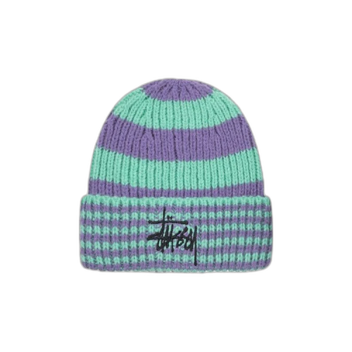 Stussy Striped Big Basic Beanie 'Green'