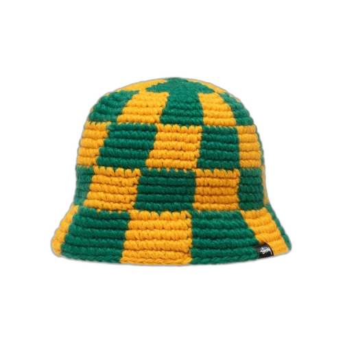Stussy Bucket Hat Checker Knit 'Evergreen'