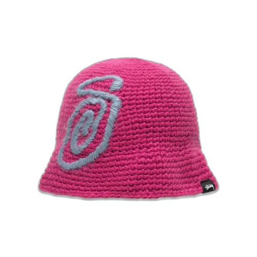 Stussy Swirly S Knit Bucket Hat Berry