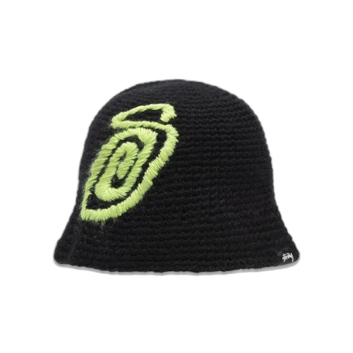 Stussy Swirly S Knit Bucket Hat Black