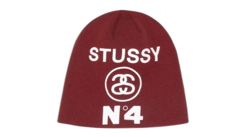 Stussy Number 4 Skullcap Beanie Maroon