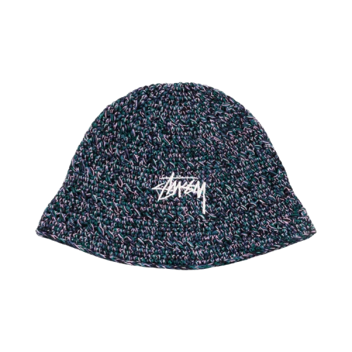 Stussy Hemp Stock Knit Bucket Hat 'Multi Navy'