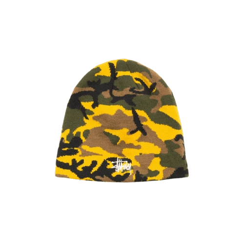 Stussy Basic Camo Knit Skullcap 'Yellow Camo'
