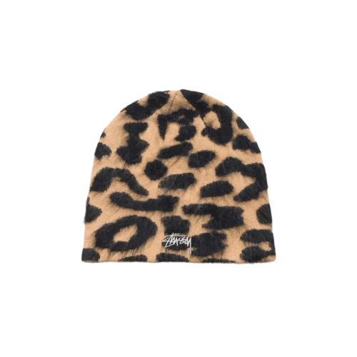 Stussy Cashmere Leopard Skullcap 'Caramel'