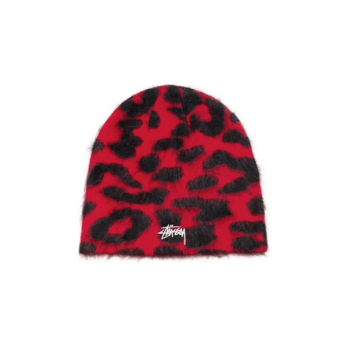 Stussy Cashmere Leopard Skullcap 'Red'