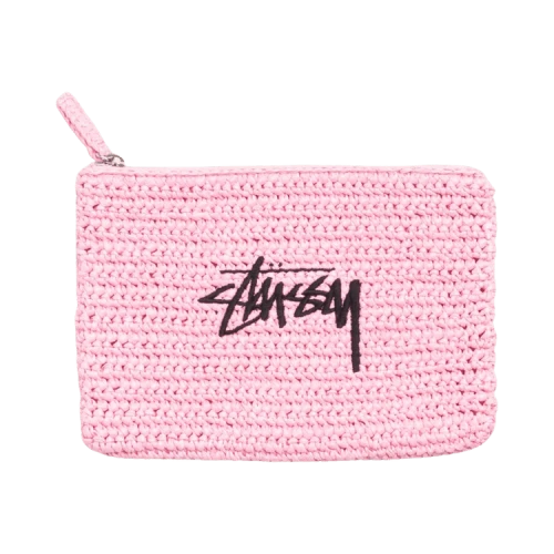 Stussy Raffia Zip Pouch 'Light Pink'