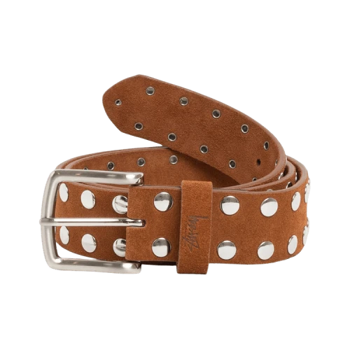 Stussy 8 Ball Studded Belt 'Brown Suede'