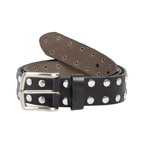 Stussy 8 Ball Studded Belt 'Brown Textured Leather'