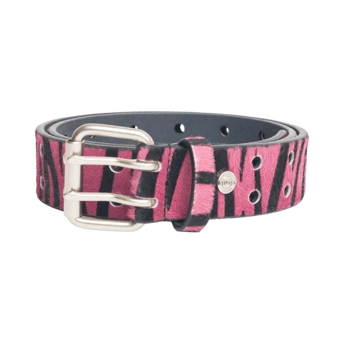 Stussy Punch Out Leather Belt 'Pink Hairy Zebra Pattern'