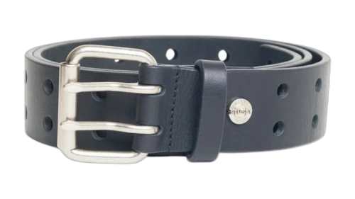 Stussy Punch Out Leather Belt Black