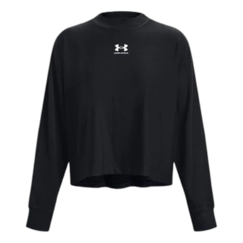 Under Armour Logo Rival Terry Oversized Crew 'Black' (Women's)
