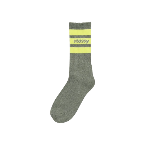 Stussy Sport Crew Socks 'Grey Heather/Lime'