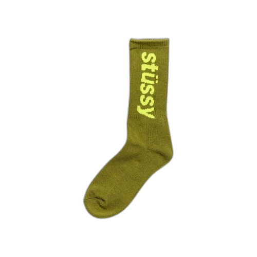 Stussy Helvetica Jacquard Crew Socks 'Green'