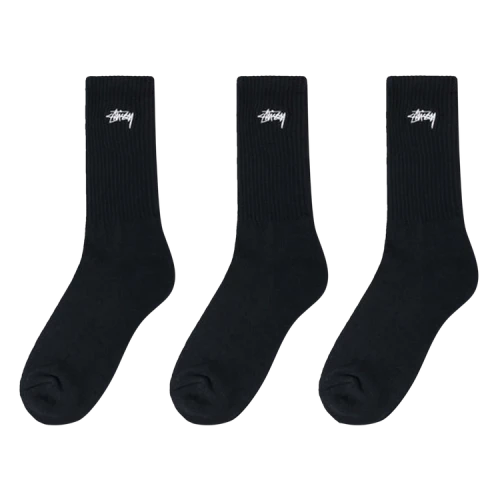 Stussy Crew Socks (3 Pack) Black