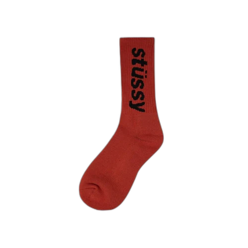 Stussy Helvetica Crew Socks 'Chili/Black'