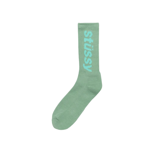 Stussy Helvetica Crew Socks 'Pistachio/Aqua'