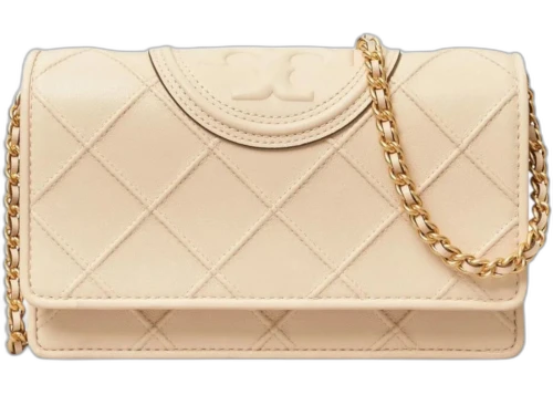 Tory Burch Fleming Chain Wallet New Cream