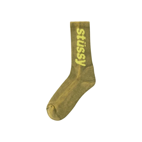 Stussy Washed Helvetica Crew Sock Green