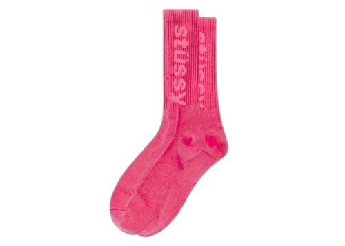 Stussy Washed Helvetica Crew Sock Hot Pink