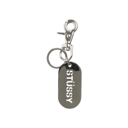 Stussy Metal Tag Keychain 'Silver'