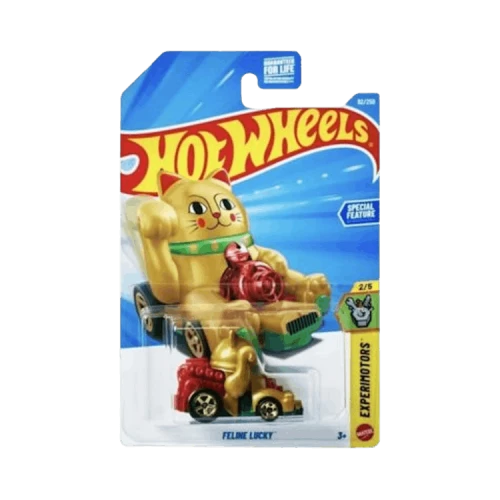 Hot Wheels Feline Lucky Experimotors Diecast Toy Vehicle Gold Cat