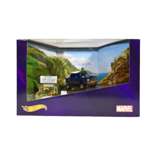 Hot Wheels Marvel Land Rover Defender 110 Pickup Truck With Hulk And Rocket