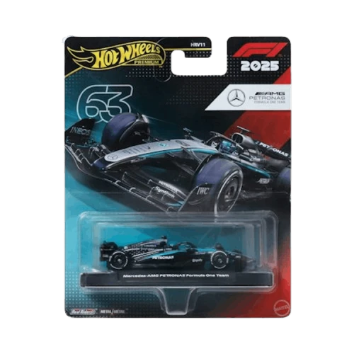 Hot Wheels Premium Mercedes-Amg Petronas 2025 George Russell Edition 1/64 Scale Formula 1 Car 'Black'