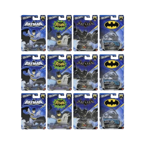 Hot Wheels Pack Of 12 Dc Comics 1:64 Scale Mystery Random Assortment Packs 'Black'
