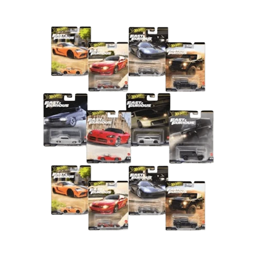 Hot Wheels Pack Of 12 Fast & Furious 1:64 Scale Mystery Random Assortment Packs 'Black'