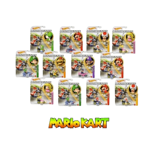 Hot Wheels Pack Of 12 Mario Kart 1:64 Scale Mystery Random Assortment Packs 'Black'