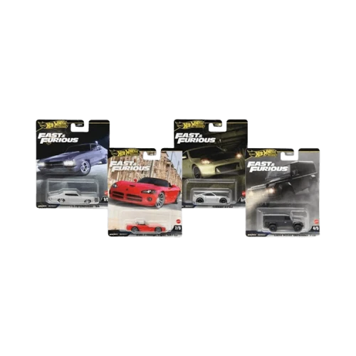 Hot Wheels Set Of 4 Fast & Furious 1:64 Scale Mystery Random Assortment Packs 'Black'