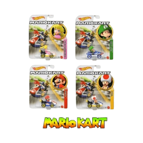 Hot Wheels Set Of 4 Mario Kart 1:64 Scale Mystery Random Assortment Packs 'Black'