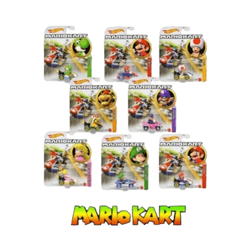 Hot Wheels Set Of 8 Mario Kart 1:64 Scale Mystery Random Assortment Packs 'Black'