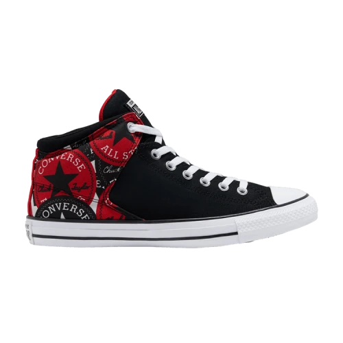 Converse Chuck Taylor All Star Street Mid 'Black Red Patch Pattern'