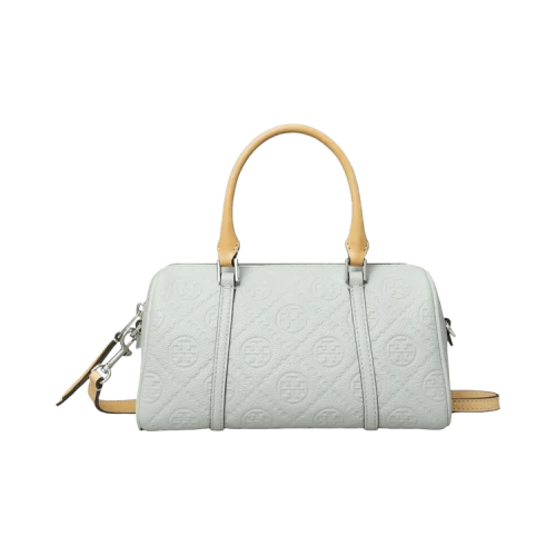 Tory Burch T Monogram Pebble Mini Barrel Bag Light Titanium