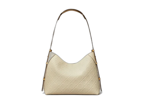 Tory Burch T Monogram Pebble Messenger Bag White