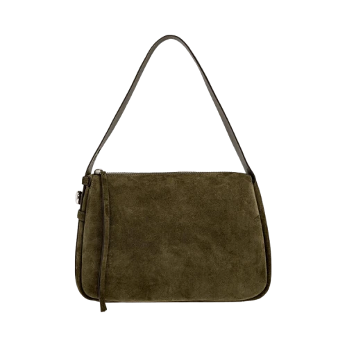 Tory Burch Romy Suede Shoulder Bag 'Stone'