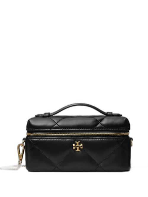 Tory Burch Kira Diamond Quilt Charm East-West Vanity Case Bag Black