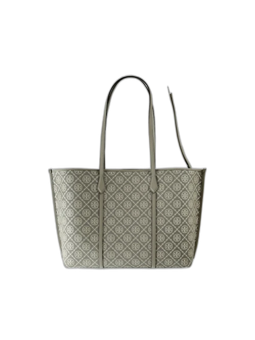 Tory Burch Perry T Monogram Tote Bag Gray