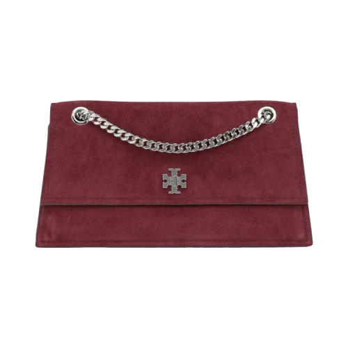 Tory Burch Kira Turnlock Suede Shoulder Bag 'Merlot'