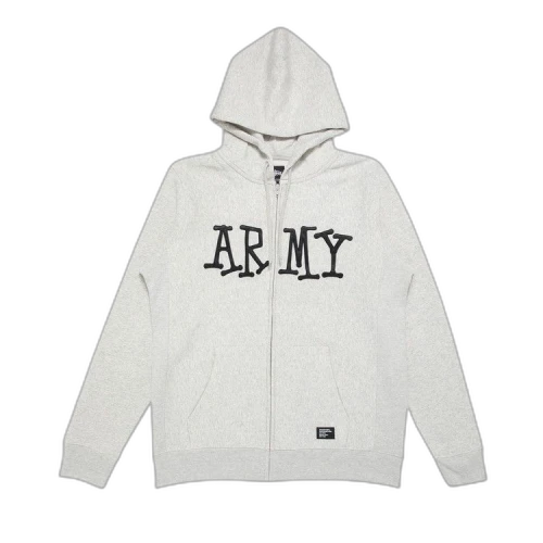 Stussy Army Zip-Up Hoodie 'Grey Heather'