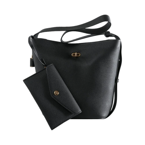 Tory Burch Lock Slim Medium Bucket Bag 'Black'