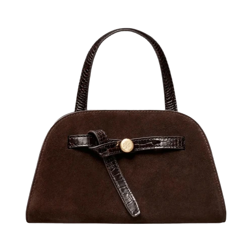 Tory Burch Romy Suede Small Bauletto Bag 'Dark Cocoa'