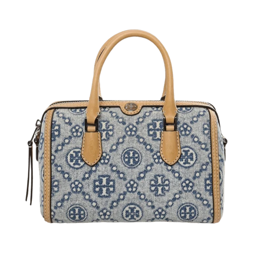 Tory Burch T Monogram Leather Petite Barrel Bag Blue